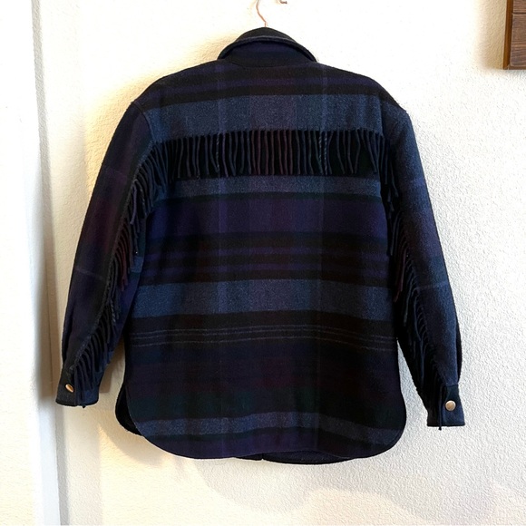 House of Harlow | Boho Western | Fringe Plaid Oversized Jacket – Size Small - Picture 3 of 7